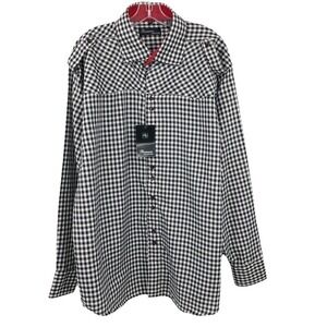 Ramani Button Up Shirt Men's Size 2XL Gingham Plaid Black & White Checked NWT